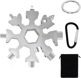 18-in-1 Snowflake Multitool, Stainless Steel Snowflakes Multitool Keychain, Combination Bottle Opener Incredible Tool