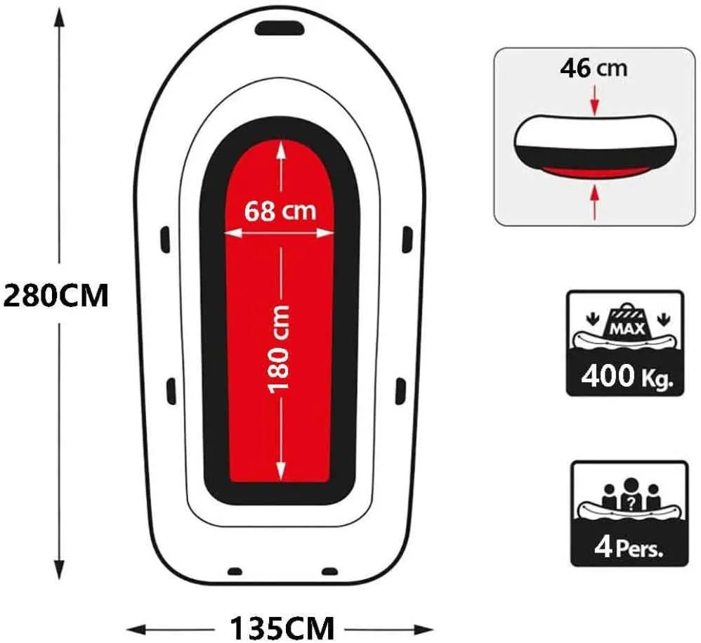 2-4 People Thickening PVC Inflatable Boat,Canoe Boats Kayak,Drifting Fishing,with Paddles,Maximum Load 400kg,2 People