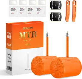 2-Pack CYCLAMI 700C x 18-32C / 32-47C (ALLRoad & Gravel) / MTB27.5/29 inch x 1.9-2.5 TPU Inner Tubes with 45mm/65mm/85mm Presta Valves Lightweight (Include Bike Tube Patch Repair Kit)