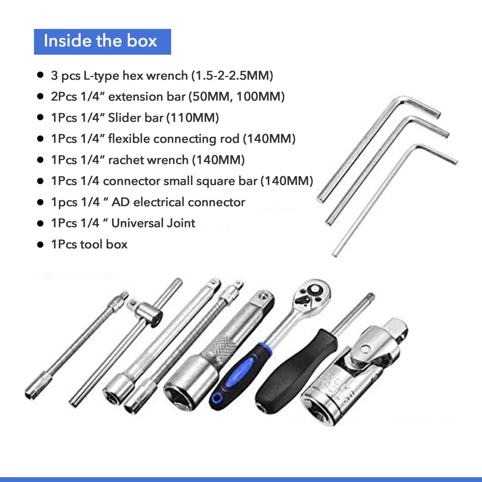 Aegon SS-46 1/4" 46 Pieces Heavy Duty Combinational Ratchet Socket Wrench Spanner Chrome Vanadium Hand Tool Kit For Repairing Work, DIY, Auto Repairs Car & Bike