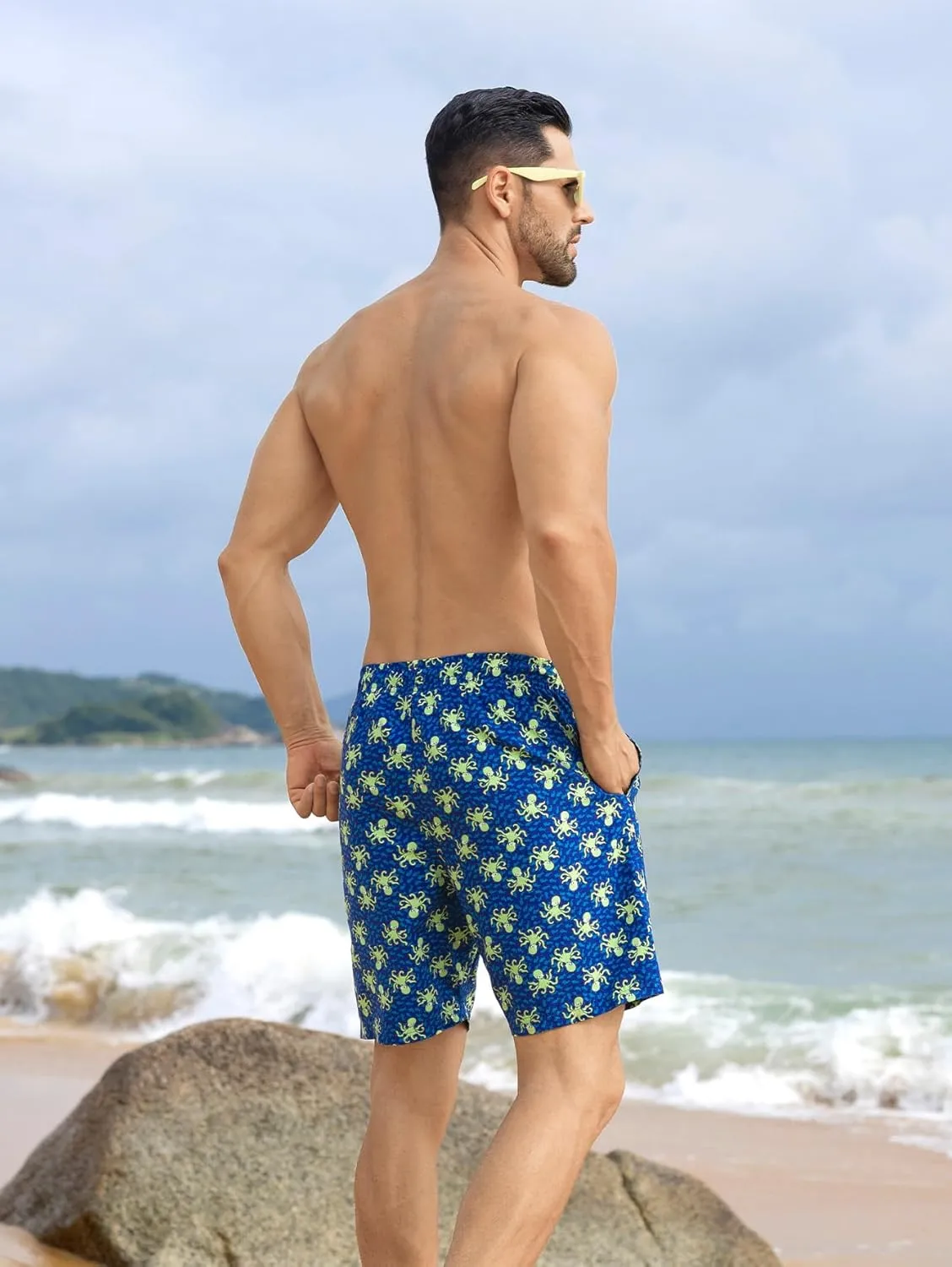 Angel season Men's 7" Quick Dry Swim Trunks with Compression Liner 2025 New Beach Board Shorts Bathing Suit with Pockets