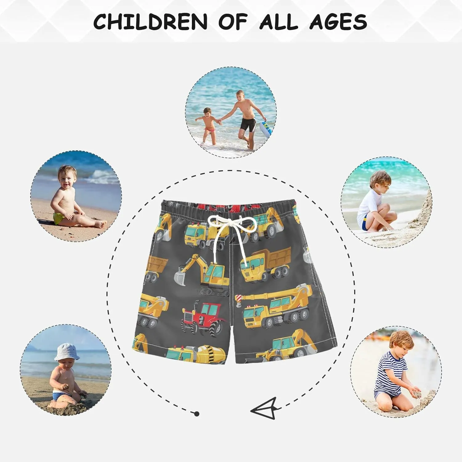 Boccsty 80S 90S Boys Swim Trunks Baby Kids Swimwear Summer Toddler Beach Board Shorts Bathing Suit 2T-XL