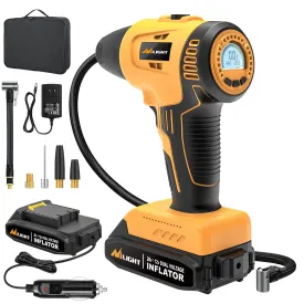 Cordless Tire Inflator 20V Rechargeable Air Compressor with Digital Gauge 150PSI Includes 12V Adapter