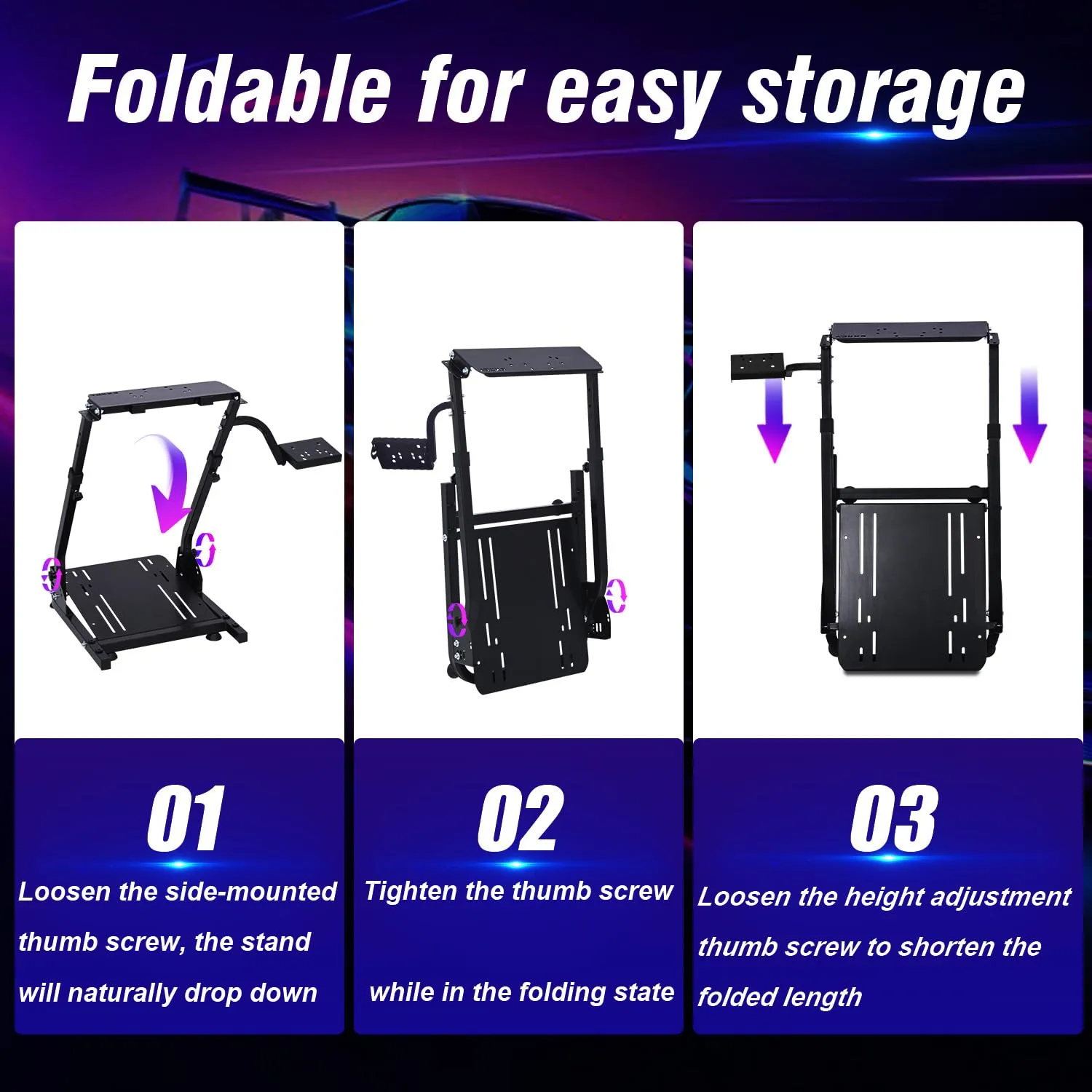 CXRCY Racing Wheel Stand Compatible with Logitech G920 G29 G27 G25 Gaming Cockpit Height Adjustable Foldable Gaming Racing Simulator Steering Wheel Stand,Wheel and Pedals Not Included