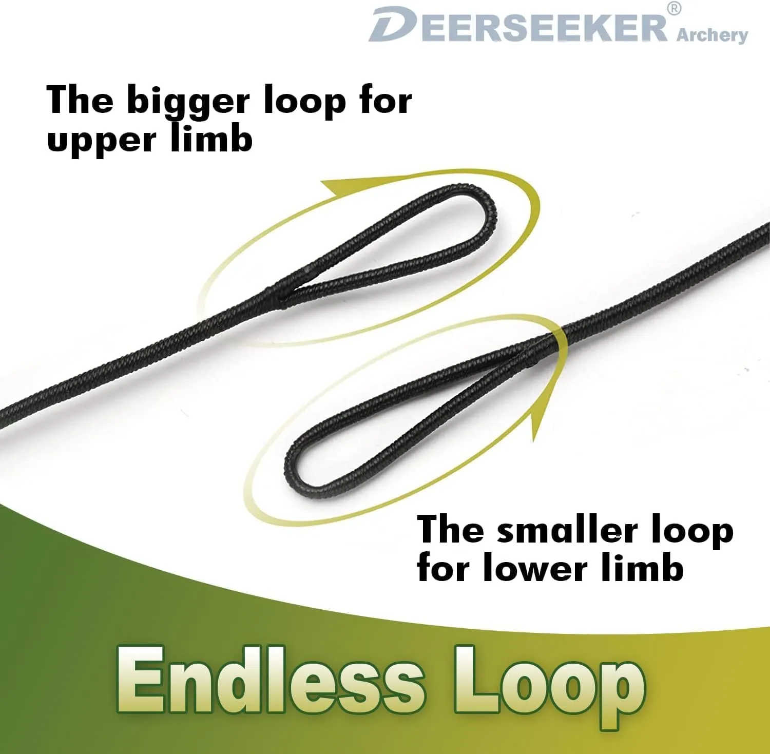 Deerseeker Archery Bowstring Set with 2 Nocking Points Dacron Recurve Bow String Replacement 12, 14, 16 Strands for Traditional Longbow Bow Shooting 48-70 inches
