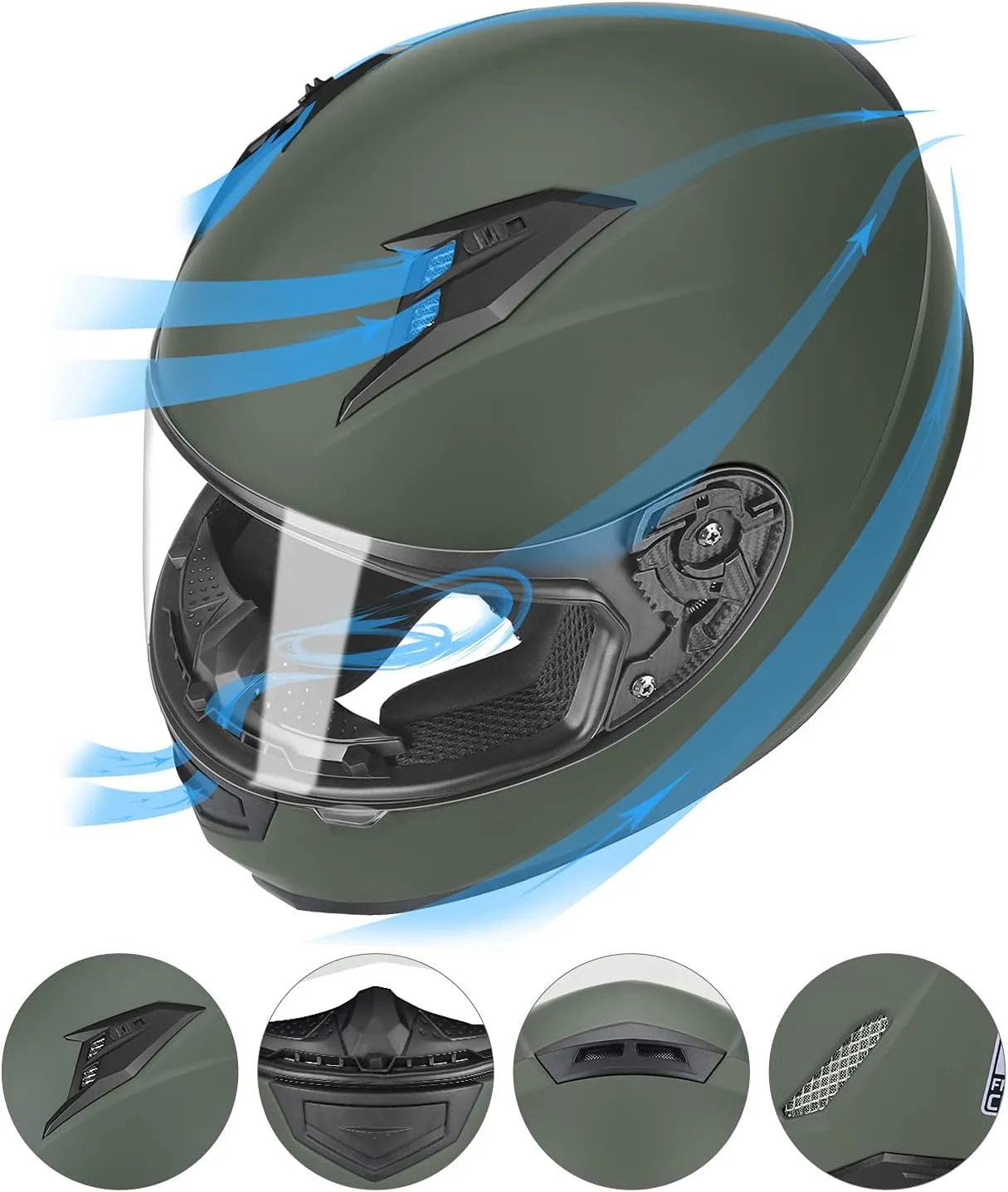 GLX GX11 Compact Motorcycle Helmet - Camo, Medium - Full Face w/ Tinted Visor, DOT Approved