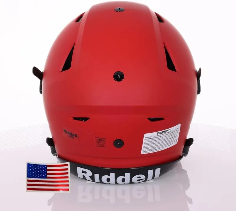 Green Gridiron - Riddell SpeedFlex Adult w/Scarlet SF-2BD Facemask   Chrome US Helmet Flag Decal