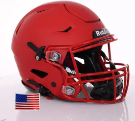 Green Gridiron - Riddell SpeedFlex Adult w/Scarlet SF-2BD Facemask   Chrome US Helmet Flag Decal