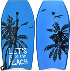 GYMAX Boogie Boards for Beach, 33"/37"/41" Body Board with EPS Foam Core, Crescent Tail, Dual Channel & Wrist Leash, Lightweight Bodyboard for Kids, Youth, Adults