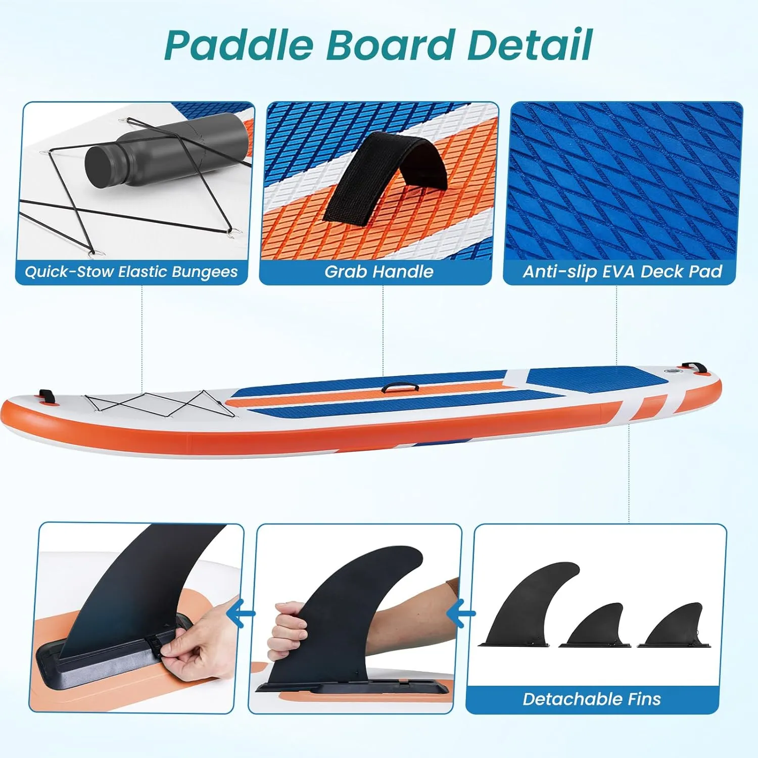 Inflatable Stand Up Paddle Board 10'6" with Premium SUP Paddleboard Accessories, Wide Stable Anti-Slip EVA Deck Design, Blow Up Surfboard for Youth & Adults of All Skill Levels