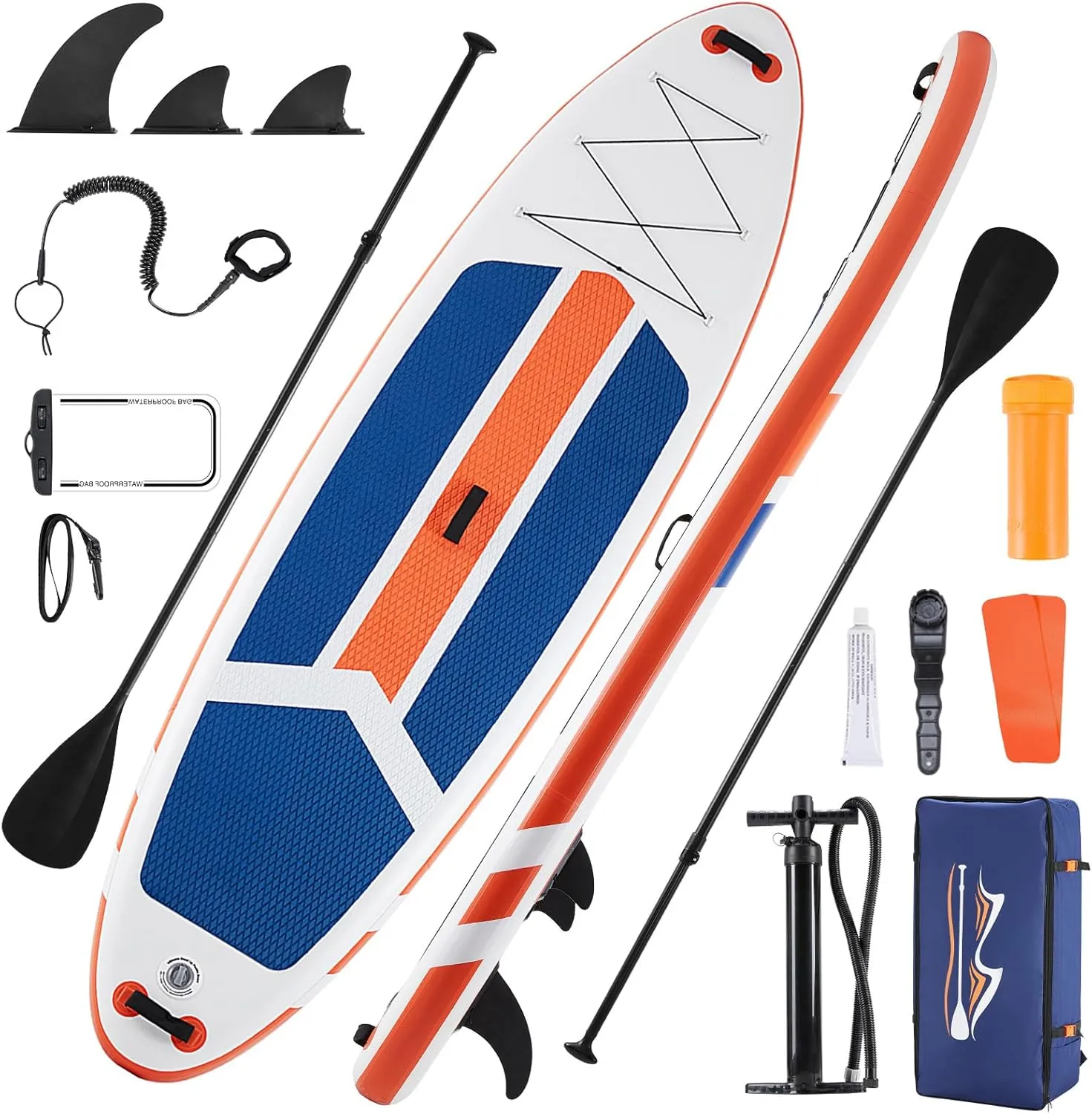 Inflatable Stand Up Paddle Board 10'6" with Premium SUP Paddleboard Accessories, Wide Stable Anti-Slip EVA Deck Design, Blow Up Surfboard for Youth & Adults of All Skill Levels