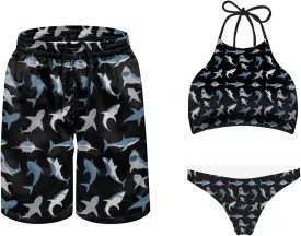 KEIAHUAN Couples Matching Swimsuit Summer Swimwear Women 2 Piece Bikini Set Men Trunk