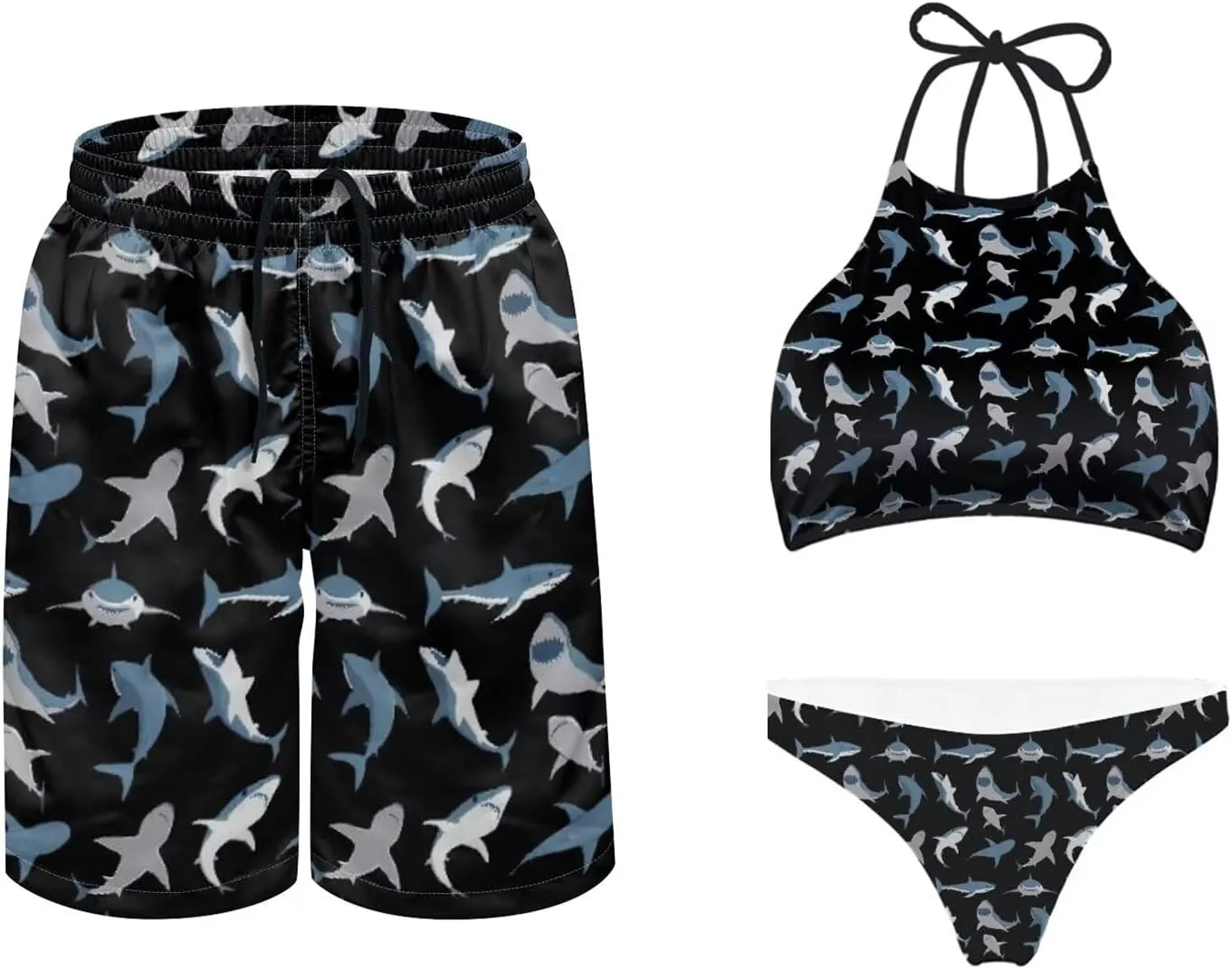 KEIAHUAN Couples Matching Swimsuit Summer Swimwear Women 2 Piece Bikini Set Men Trunk
