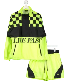 LFDY Yellow Live Fast Print Waterproof Jacket & Shorts UK M