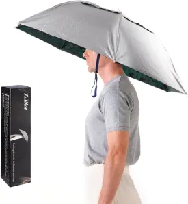 Luwint Head Umbrella Hat, Compact Folding Hands Free Hat Umbrella for Adults Rain Sun Protection Gardening Fishing Hiking Beach Costume, 36 Inch