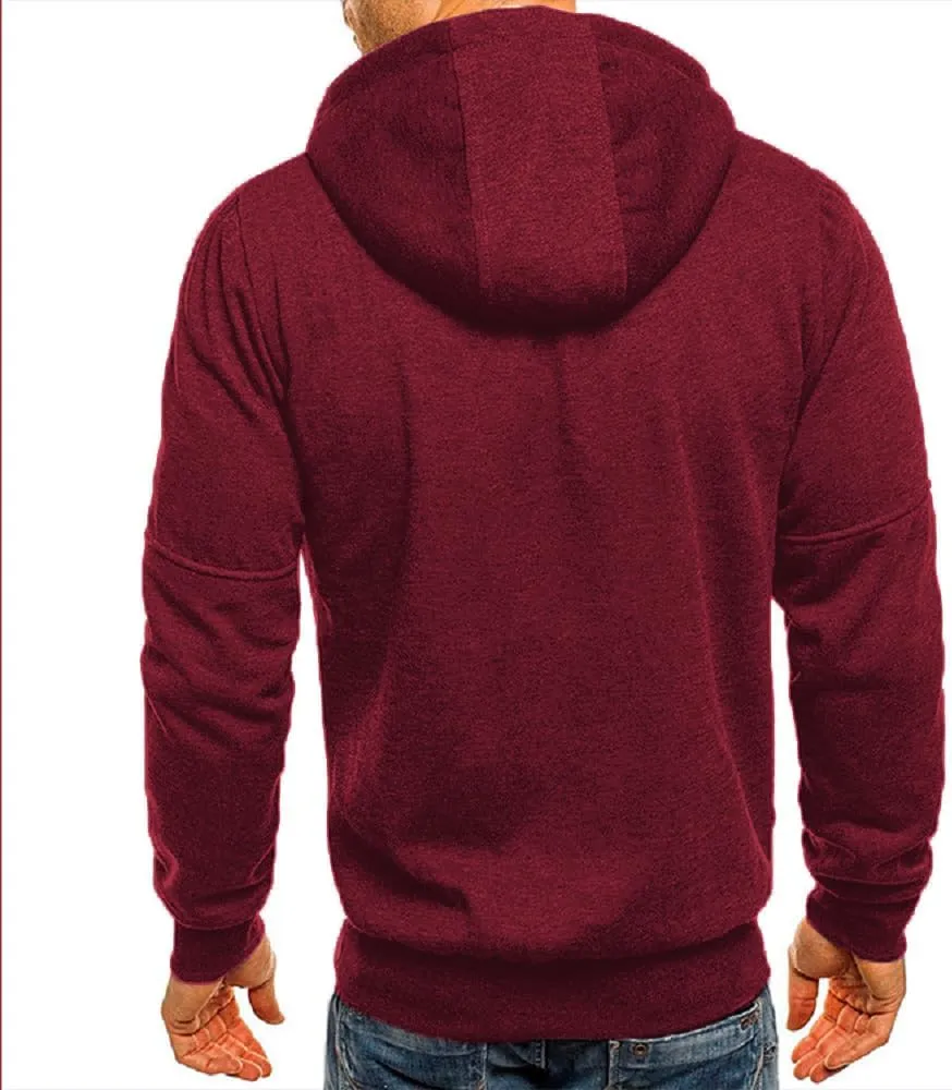 Men Hoodies Casual Hoodies for Men with Zip Pockets Full Zip Long Sleeve Sweatshirt Sports Hooded Jacket