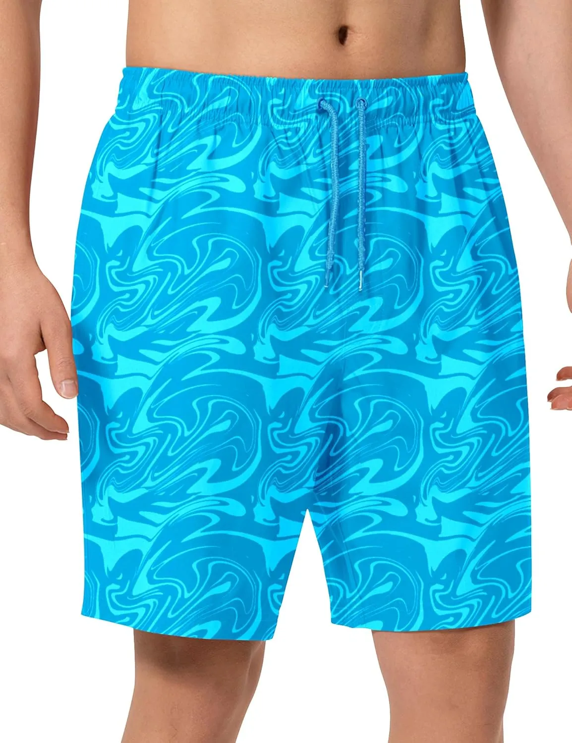 Mens Swim Trunks 8 inch Inseam Mesh Liner Quick-Dry Lightweight 4-Way Stretch Bathing Suit Swimming Trunks for Men UPF 50 