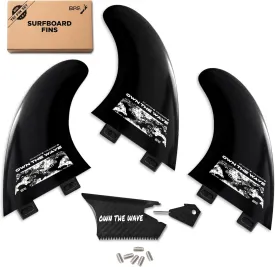 Own the Wave New Zealand Surfboard Fins Thruster Fins Set High Performance Fiberglass Reinforced 60% Recycled Nylon Plastic FCS G5 M5 for Surf Board, Shortboard, Longboard