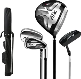 PGM Men's Complete Golf Club Set - #1 Driver - #7 Iron (28) - Sand Wedge (52) - Putter - Golf Stand Bag