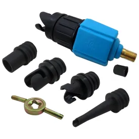 Premium New Inflatable SUP Pump Adaptor Compressor Paddle Board Pump Adapter for Inflatable Boat/Stand Up Paddle Board/Inflatable Bed/Surf Paddle Board, with 4 Air Valve Nozzles, Blue