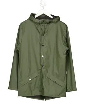 Rains Green Unisex Waterproof Jacket UK XS