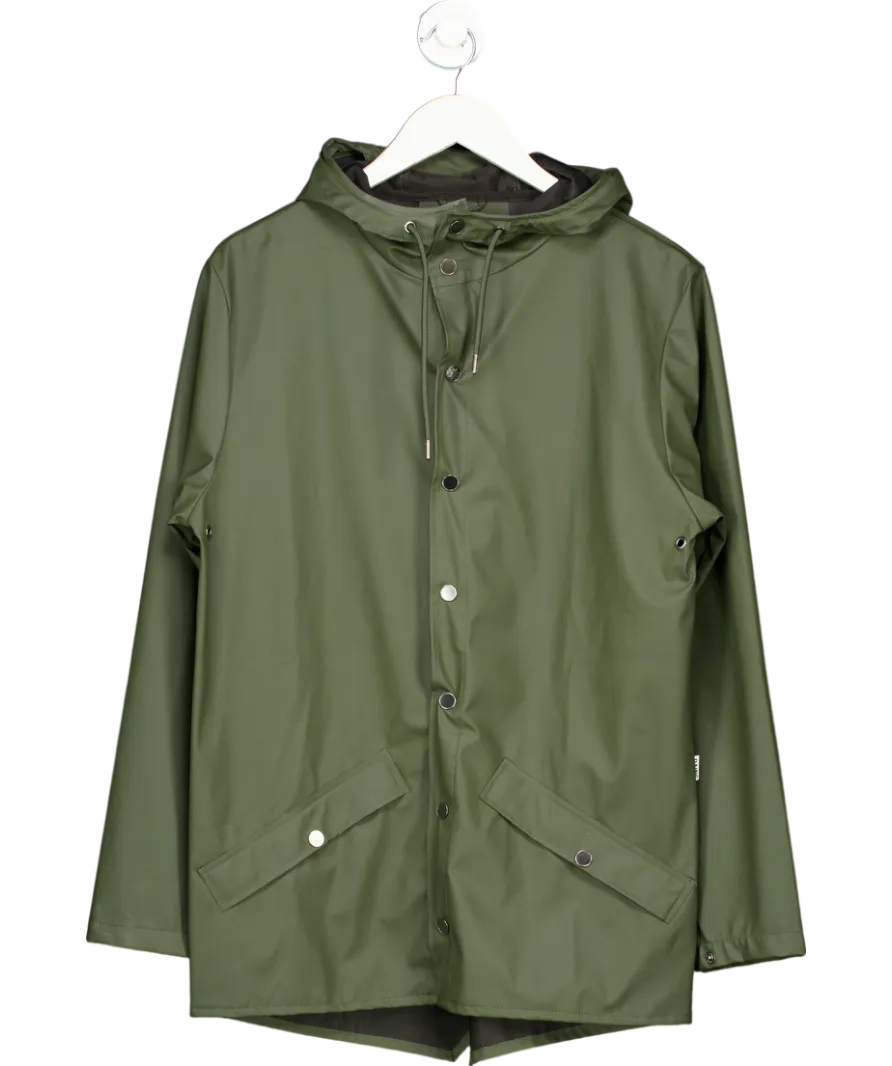 Rains Green Unisex Waterproof Jacket UK XS