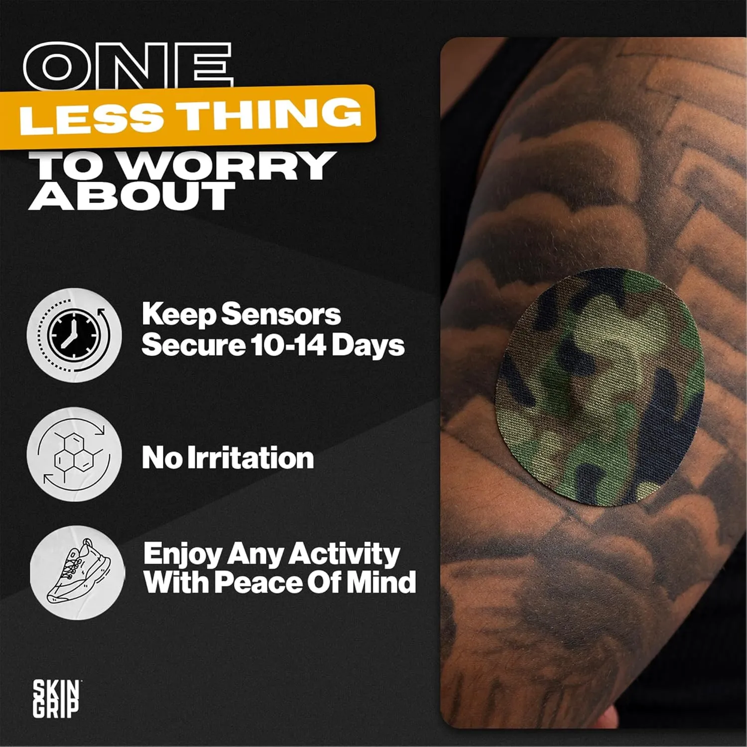 Skin Grip Adhesive Patches Compatible with Dexcom G7 & Stelo CGM  Waterproof & Sweatproof Cover for Continuous Glucose Monitor Sensor, Stays Secure for 10-15 Days  20 Pack, Camo