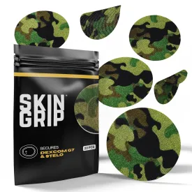 Skin Grip Adhesive Patches Compatible with Dexcom G7 & Stelo CGM  Waterproof & Sweatproof Cover for Continuous Glucose Monitor Sensor, Stays Secure for 10-15 Days  20 Pack, Camo