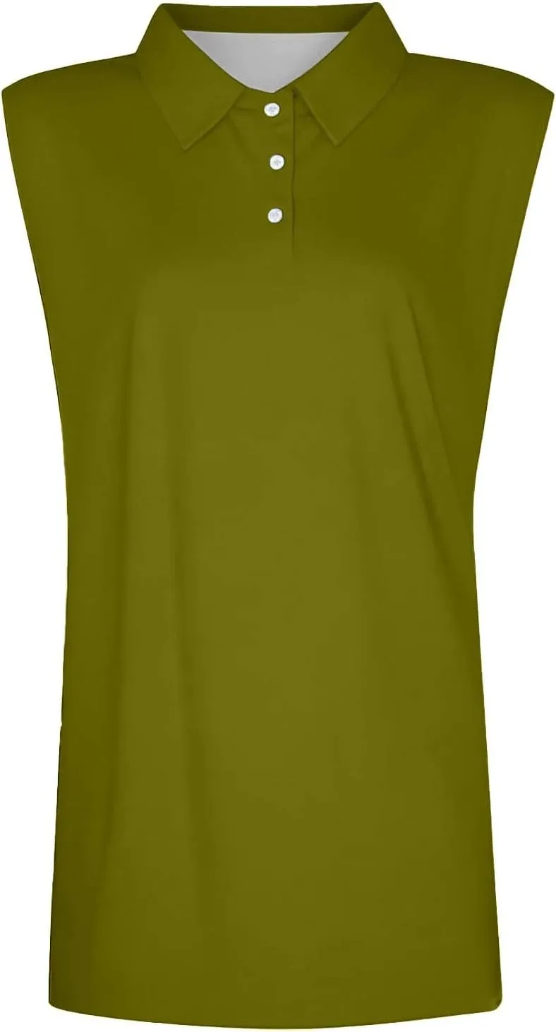 Sleeveless Polo Shirts Women Summer Sport Golf Tennis Tank Tops Workout Clothes Button Down Collared Athletic Shirts