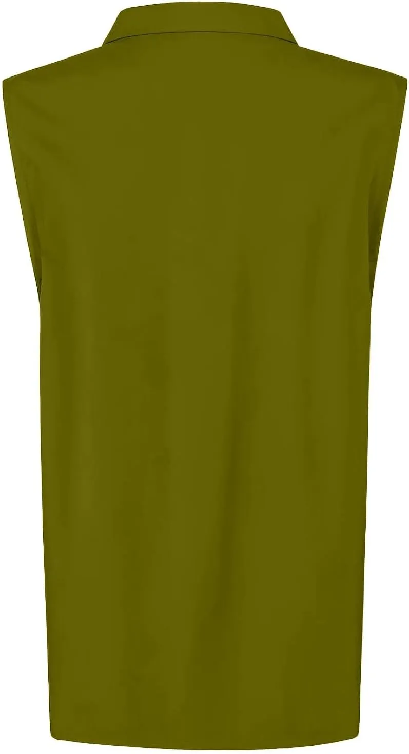 Sleeveless Polo Shirts Women Summer Sport Golf Tennis Tank Tops Workout Clothes Button Down Collared Athletic Shirts