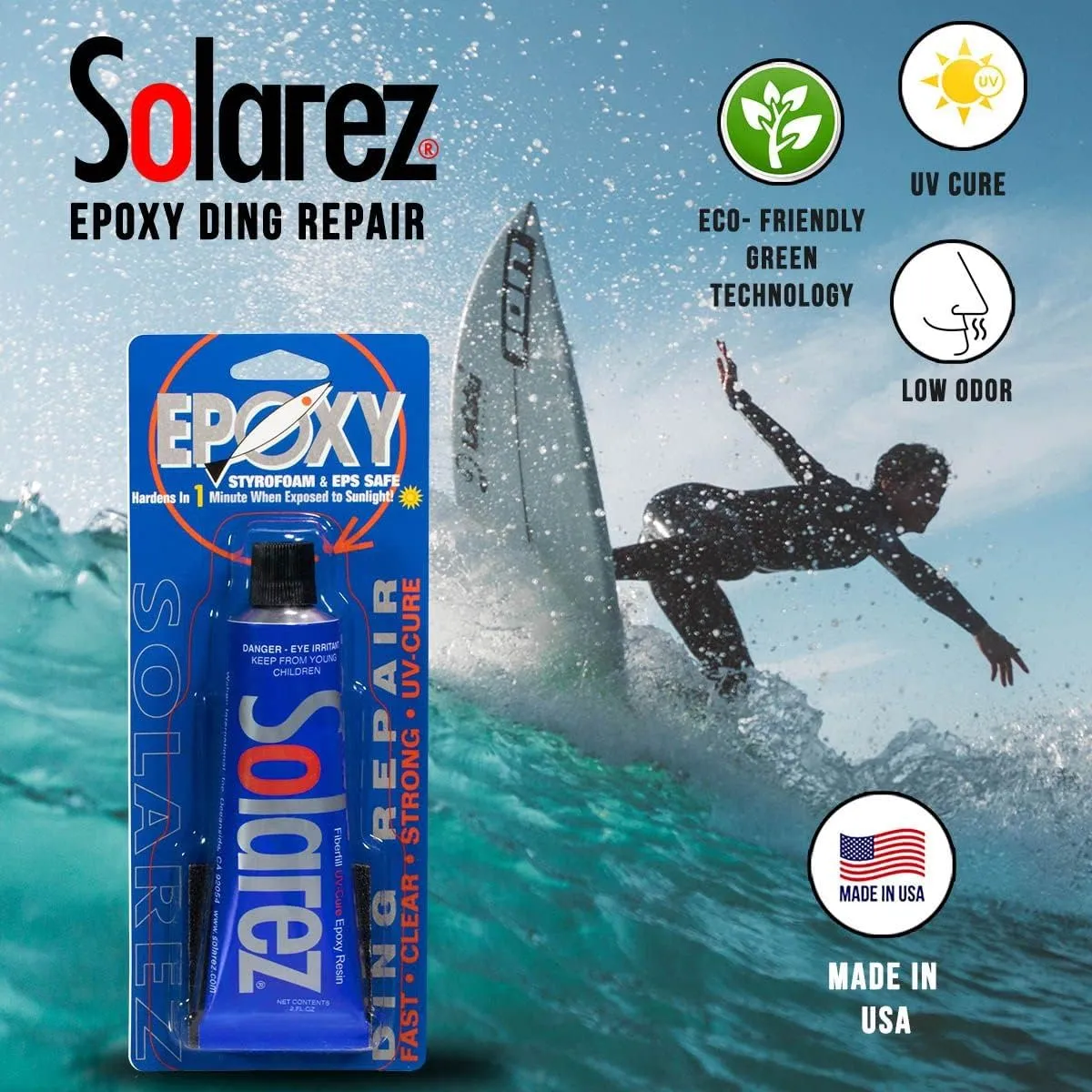 SOLAREZ UV Cure Epoxy Ding Resin - SUP Paddleboard & Surfboard Repair Kit