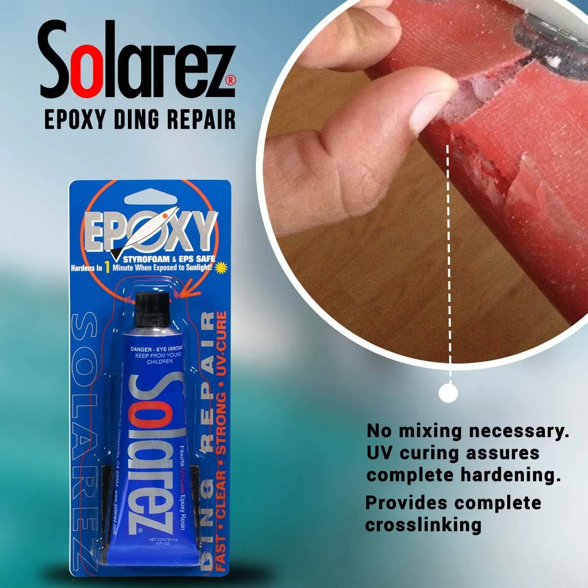 SOLAREZ UV Cure Epoxy Ding Resin - SUP Paddleboard & Surfboard Repair Kit