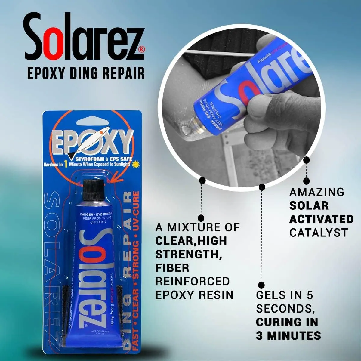 SOLAREZ UV Cure Epoxy Ding Resin - SUP Paddleboard & Surfboard Repair Kit