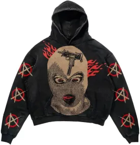 Street retro unisex pullover hoodie, autumn and winter Gothic printed casual hoodie