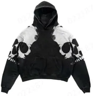 Street retro unisex pullover hoodie, autumn and winter Gothic printed casual hoodie