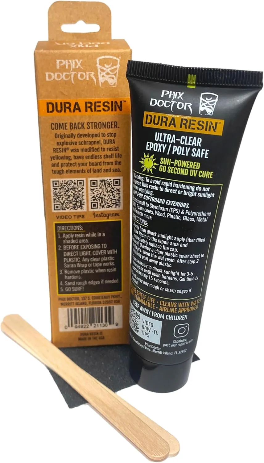 SunPowered Dura Resin Mondo Dual Formula Universal Resin Epoxy & Polyester Safe Surfboard Ding Repair Kit (2 oz)