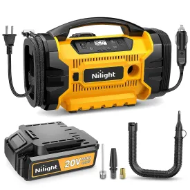 Tire Inflator Air Compressor AC/DC Dual Power 160PSI Rechargeable Battery