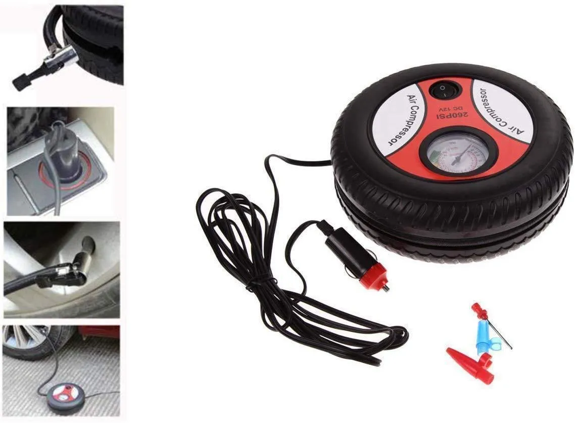 Tyre Air Compressor Pump Car & Bike Tyre Tire Inflator Pump Portable Electric Mini DC 12V