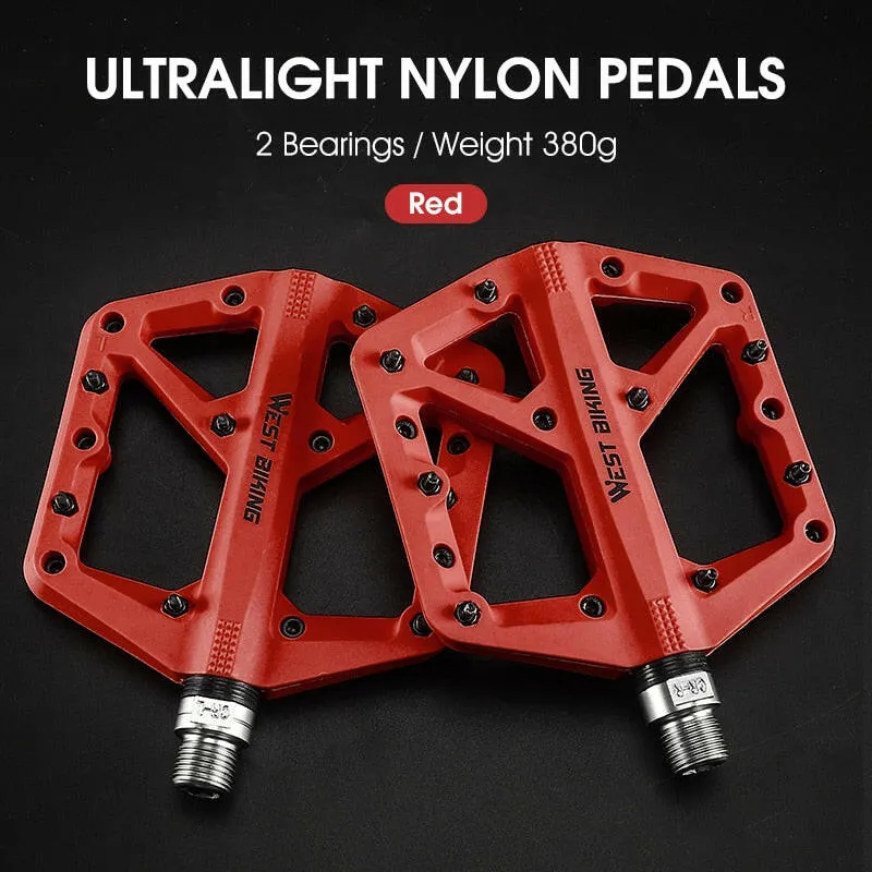 Ultralight Nylon Bicycle Pedals Moutain Bike Pedals 2 Sealed Bearings Non-Slip Multicolor Bike Pedals MTB Accessorie