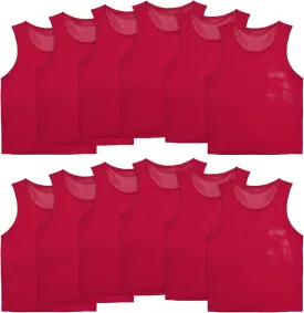VOGRYE Pinnies Set of 12/24 Scrimmage Vests, Team Practice Sports for Child Youth/Adult, Lightweight Basketball Jersey
