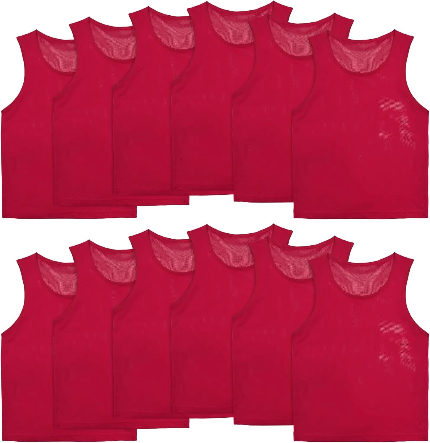 VOGRYE Pinnies Set of 12/24 Scrimmage Vests, Team Practice Sports for Child Youth/Adult, Lightweight Basketball Jersey