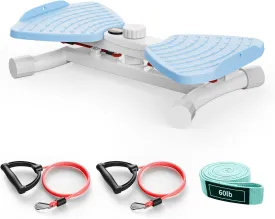 Waist Twister Ab Machine, 300 lbs Capacity Exercise Twist Board with Resistance Bands, Core Trainer Belly Fat Burner, Noiseless Waist Sculptor with Foot Massage for Home Gym