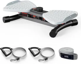 Waist Twister Ab Machine, 300 lbs Capacity Exercise Twist Board with Resistance Bands, Core Trainer Belly Fat Burner, Noiseless Waist Sculptor with Foot Massage for Home Gym