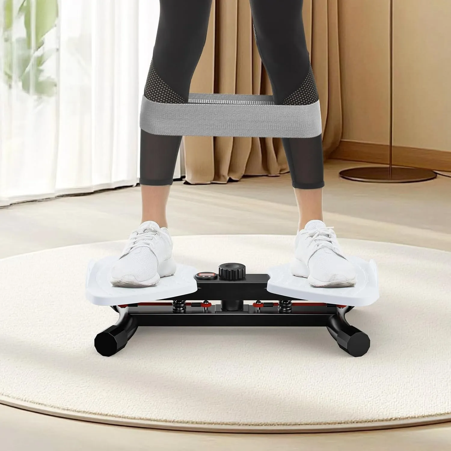 Waist Twister Ab Machine, 300 lbs Capacity Exercise Twist Board with Resistance Bands, Core Trainer Belly Fat Burner, Noiseless Waist Sculptor with Foot Massage for Home Gym