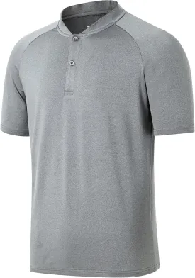 Willit Men's Tennis Shirts Golf Polo Quick Dry Lightweight Collarless Short Sleeve Henley Shirt for Men UPF 50 